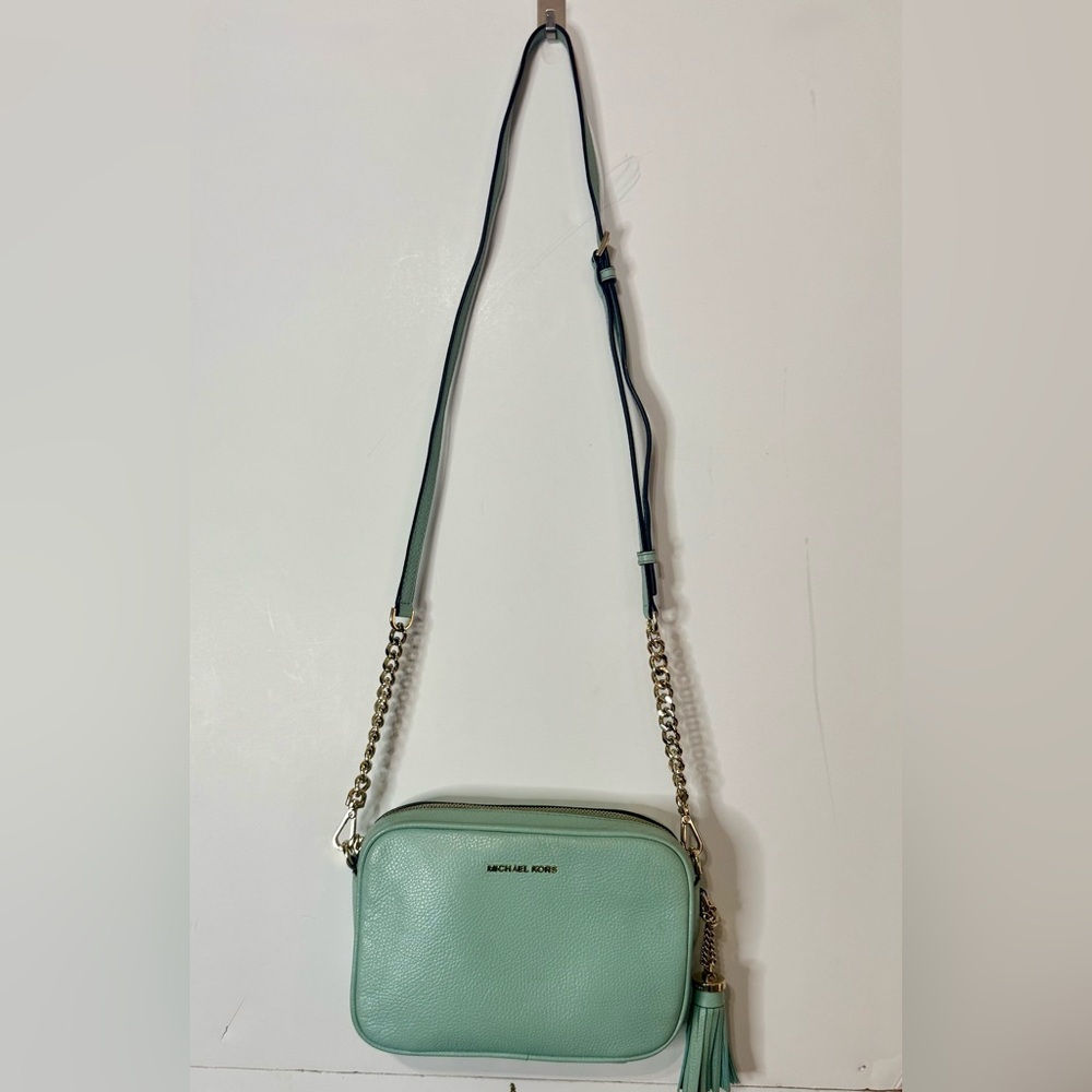 Michael Kors Jet Set Large East West Crossbody Bag Pebbled Leather with Tassel